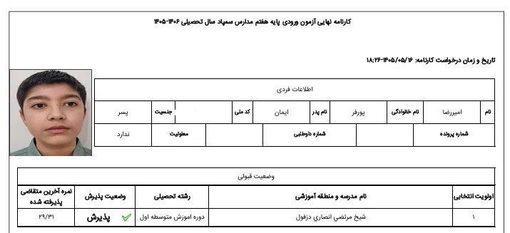 کارنامه امیررضا پورفر