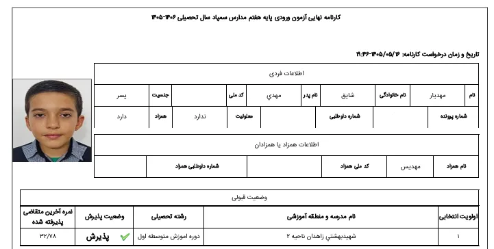 کارنامه مهدیار شایق