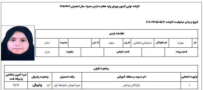 کارنامه مهدیه دستجانی فراهانی