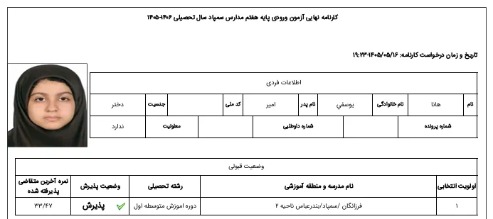 کارنامه هانا یوسفی